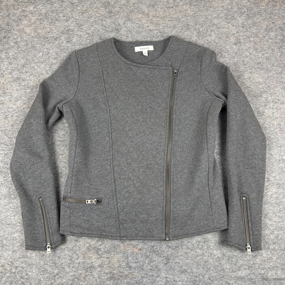 Athleta Belvedere Quilted Moto Asymmetrical‎ Zip Jacket Gray Womens Small S